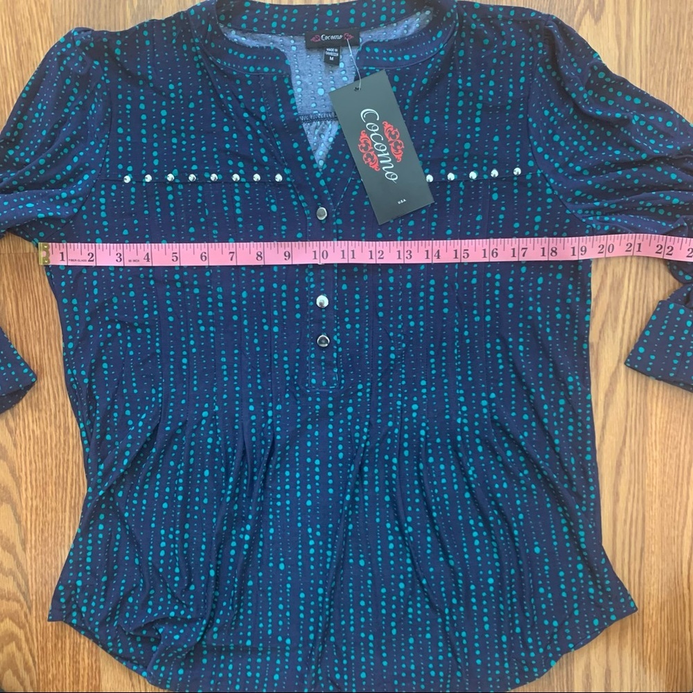 Cocomo NEW 3/4 sleeve women's Pintuck Blouse top shirt MEDIUM - Picture 14 of 14